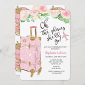 旅行をテーマにした退職パーティの招待状 招待状 (正面/裏面)