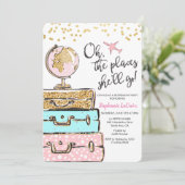 旅行をテーマにした退職パーティの招待状 招待状 (スタンド正面)