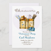 旅行をテーマにした退職パーティー 招待状 (正面/裏面)