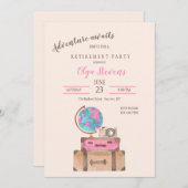 旅行をテーマにした退職パーティー 招待状 (正面/裏面)