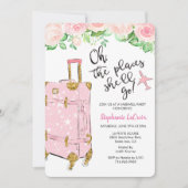 旅行をテーマにした送別旅行遠くにパーティの招待状 招待状 (正面)