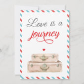 旅行アドベンチャースーツケースブライダルシャワー招待 招待状 (裏面)