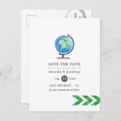 旅行アドベンチャーパスポート結婚式の日付を保存 案内ポストカード (正面/裏面)