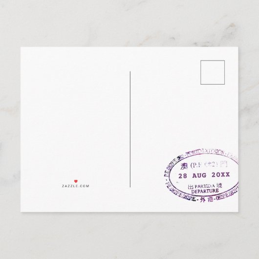 旅行アドベンチャーパスポート結婚式の日付を保存 案内ポストカード (裏面)