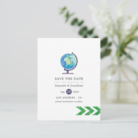 旅行アドベンチャーパスポート結婚式の日付を保存 案内ポストカード (スタンド正面)