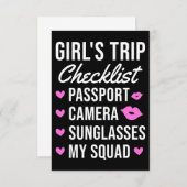 旅行アートガールズトリップのチェックリスト サンキューカード (正面/裏面)