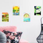 旅行イラストプリントセット (リビング)