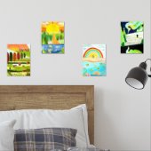 旅行イラストプリントセット (寝室)