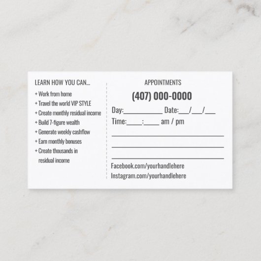 旅行エージェントの名刺テンプレート 名刺 (裏面)