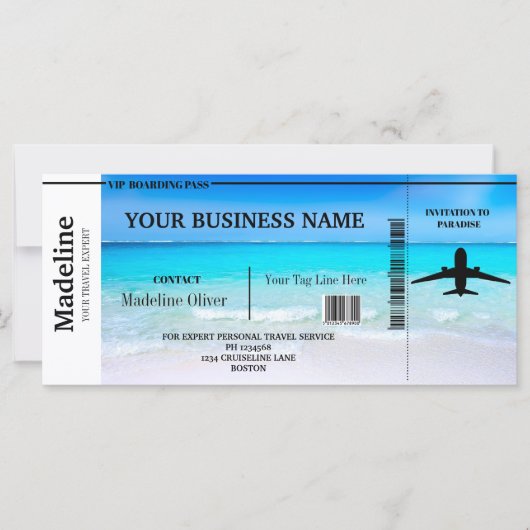 旅行エージェントの宛先海搭乗券 (正面)