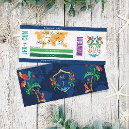 旅行カラフル搭乗券メキシコ日付を保存 招待状