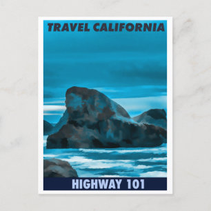 旅行カリフォルニア、ハイウェイ101、レトロ旅行 ポストカード