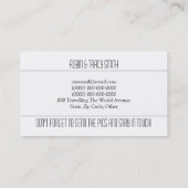 旅行カ連絡ード白黒 コーリングカード (裏面)