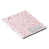 旅行ガーリーチェックリストPink Eutitic ノートパッド (アングル)