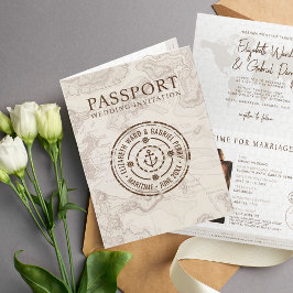旅行クルーズパスポート目的地の結婚式 招待状