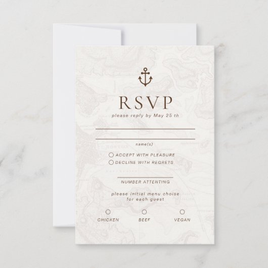 旅行クルーズ目的地の結婚式 出欠カード (正面)