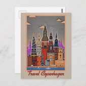旅行コペンハーゲンのアートワーク ポストカード (正面/裏面)