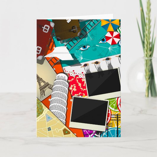 旅行コラージュと象徴的なランドマークバケーション カード