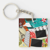 旅行コラージュと象徴的なランドマークバケーション キーホルダー (正面)