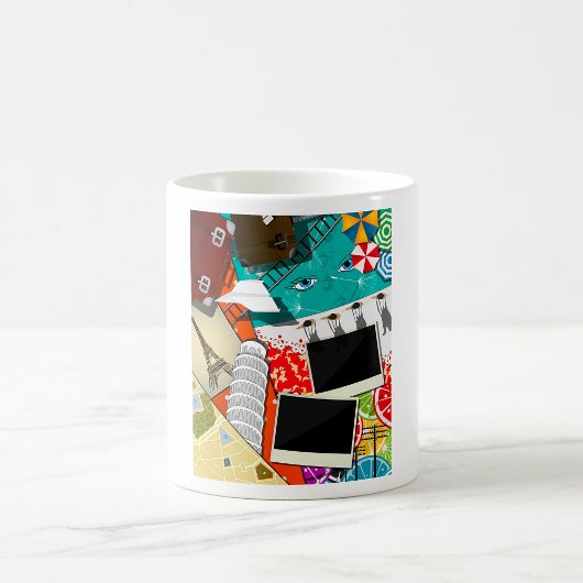 旅行コラージュと象徴的なランドマークバケーション コーヒーマグカップ
