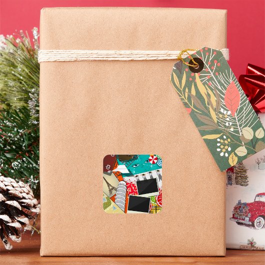 旅行コラージュと象徴的なランドマークバケーション スクエアシール