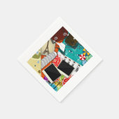 旅行コラージュと象徴的なランドマークバケーション スタンダードカクテルナプキン (角)