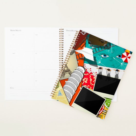 旅行コラージュと象徴的なランドマークバケーション プランナー手帳