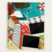 旅行コラージュと象徴的なランドマークバケーション プランナー手帳 (正面)