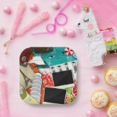 旅行コラージュと象徴的なランドマークバケーション ペーパープレート (パーティー)