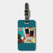 旅行コラージュと象徴的なランドマークバケーション ラゲッジタグ (正面縦)
