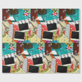 旅行コラージュと象徴的なランドマークバケーション ラッピングペーパー (フラット)