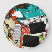 旅行コラージュと象徴的なランドマークバケーション ラージ壁時計 (正面)