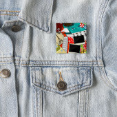 旅行コラージュと象徴的なランドマークバケーション 缶バッジ