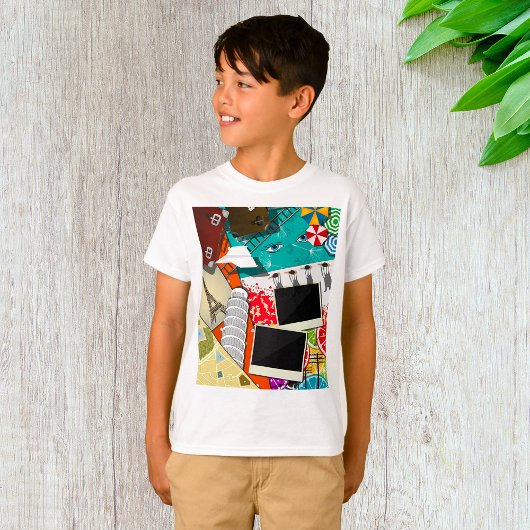 旅行コラージュと象徴的なランドマークバケーション Tシャツ