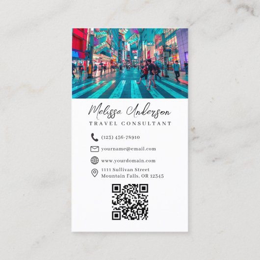 旅行コンサルタント写真QRコード 名刺 (裏面)