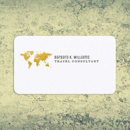 旅行コンサルタント金ゴールドマップミニマリスト 名刺