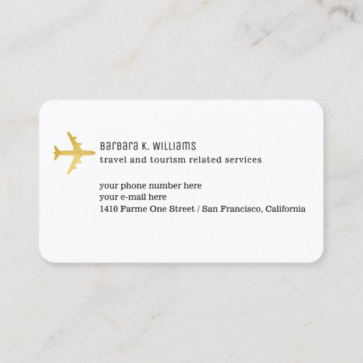 旅行コンサルタント金ゴールドマップミニマリスト 名刺 (裏面)