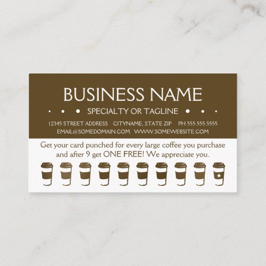 旅行コーヒーカップのロイヤリティのパンチカード ロイヤリティカード (裏面)