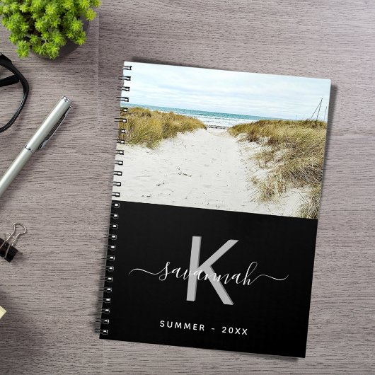 旅行サマーフォト白黒モノグラム ノートブック