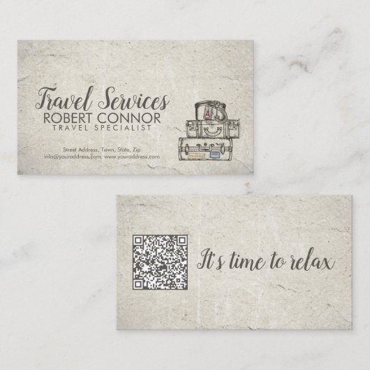 旅行サービスヴィンテージ荷物古い紙カード 名刺 (正面/裏面)