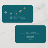 旅行シンプル代理店用のティール（緑がかった色）名刺 名刺 (正面/裏面)
