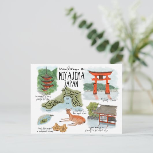 旅行スケッチの郵便はがき: 宮島でうねること ポストカード (スタンド正面)