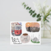 旅行スケッチ葉書:イスタンブールのトルコのコーヒー ポストカード (スタンド正面)