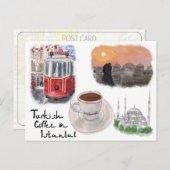 旅行スケッチ葉書:イスタンブールのトルコのコーヒー ポストカード (正面/裏面)