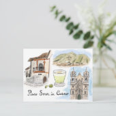 旅行スケッチ葉書：ペルーのクスコのピスコ・サワー ポストカード (スタンド正面)