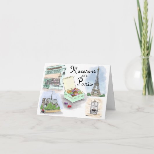 旅行スケッチNotecard: パリフランスのマカロン カード (正面)