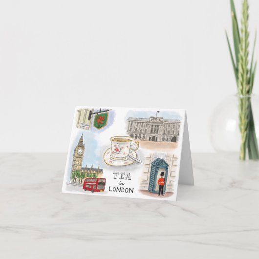 旅行スケッチNotecard: ロンドン、イギリスの茶 カード (正面)