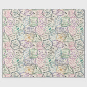 旅行スタンプのパターン ラッピングペーパー (フラット)