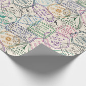 旅行スタンプのパターン ラッピングペーパー (角)