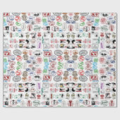 旅行スタンプパターンの折り返し紙 ラッピングペーパー (フラット)